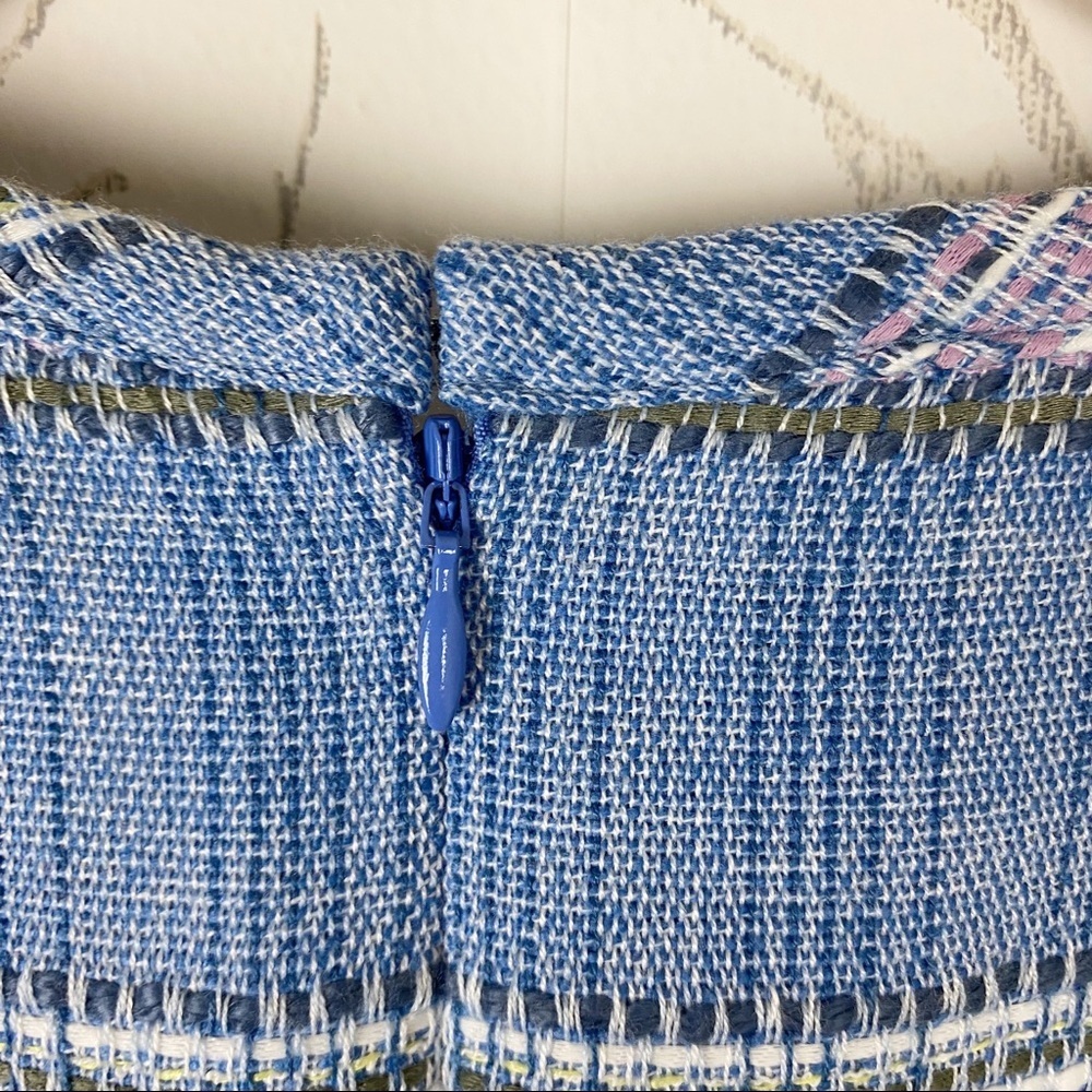 TALBOTS Blue Stripe Tweed Sleeveless Sheath Dress 10P Business Casual Spring - Picture 7 of 10